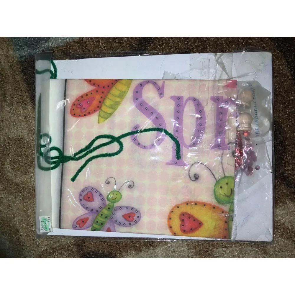 Happy Spring Banner Kit Floral‎ Butterflies Wall Decoration Craft embroidery